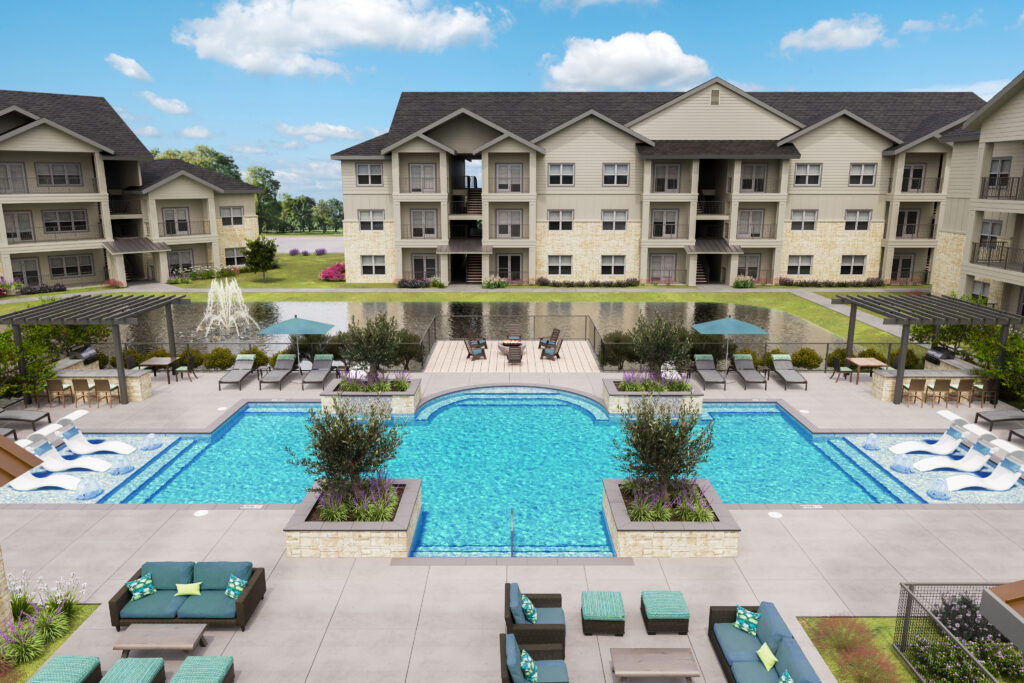 Fidelis Westlake aerial view of the swimming pool